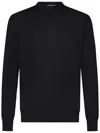 Jil Sander Intarsia-detail Crewneck Sweater In Merino Wool Blend In Blue