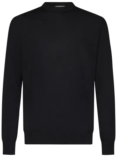 Jil Sander Intarsia-detail Crewneck Sweater In Merino Wool Blend In Blue