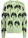 Jil Sander Intarsia Fringed Cotton-blend Jumper In Green