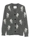 Jil Sander Gestrickter Intarsien-cardigan In Gray