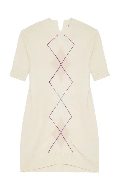 Jil Sander Intarsia Knit Mini Dress In Ivory