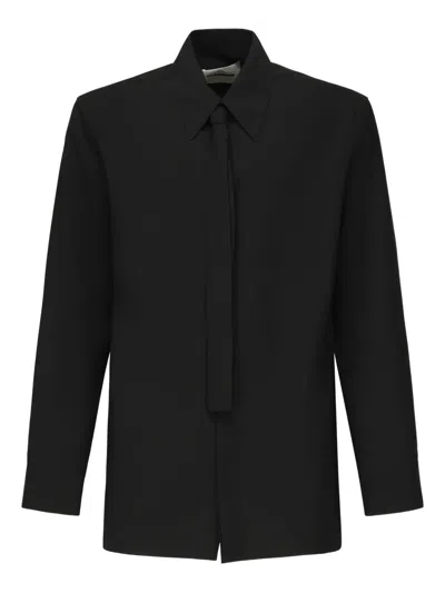 Jil Sander Integrated-tie Shirt In Black