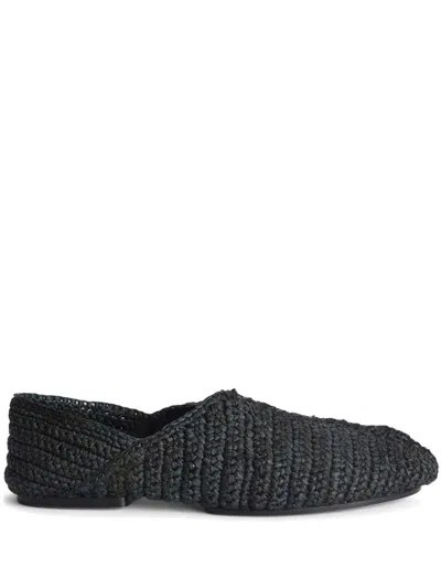 Jil Sander Interwoven-design Slippers In Black