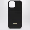 Jil Sander Logo Embossed Iphone 15 Leather Case In Black