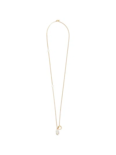 Jil Sander Irregular Shape Pearl Necklace In Gold
