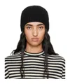 Jil Sander Black Irregular Texture Wool Beanie In Black