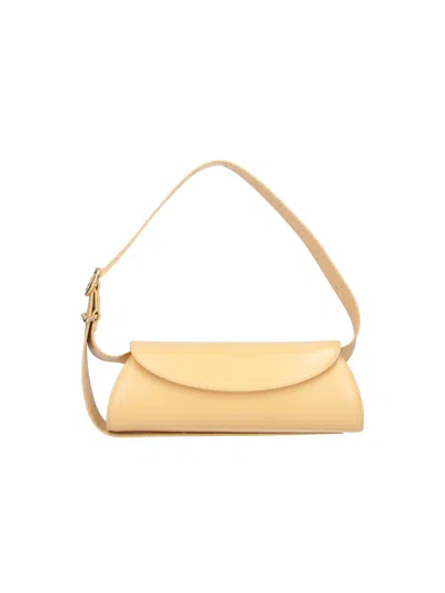 Jil Sander Italian Bovine Leather Shoulder Bag For Women In Yellow