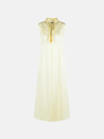Jil Sander Ivory Acetate And Viscose Dress In Yellow