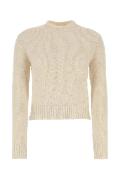 JIL SANDER IVORY ALPACA BLEND SWEATER