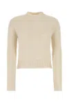 Jil Sander Alpaca Blend Sweater Crew Neck Long Sleeves In White