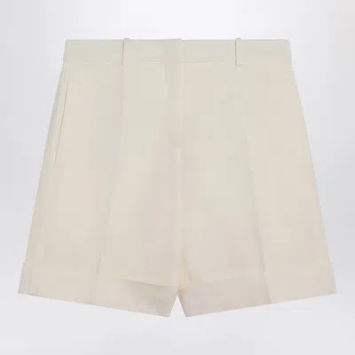 JIL SANDER JIL SANDER IVORY BERMUDA SHORTS IN SILK BLEND