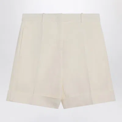 JIL SANDER JIL SANDER  IVORY BERMUDA SHORTS IN SILK BLEND