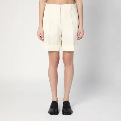 Jil Sander Ivory Bermuda Shorts In Silk Blend In White