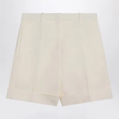 Jil Sander Ivory Bermuda Shorts In Silk Blend In White