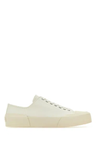 Jil Sander Calf Leather Lace-up Sneakers In Cream