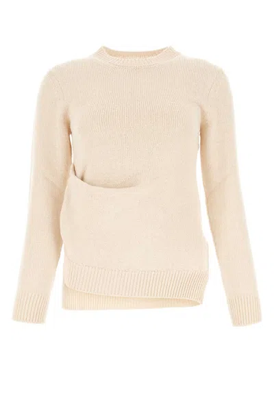 JIL SANDER JIL SANDER IVORY COTTON BLEND SWEATER