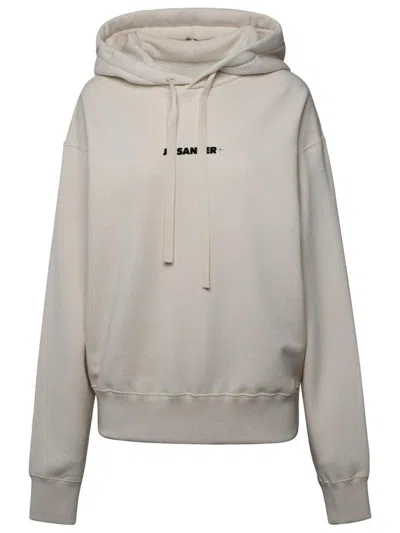 Jil Sander Ivory Cotton Hoodie In Cream