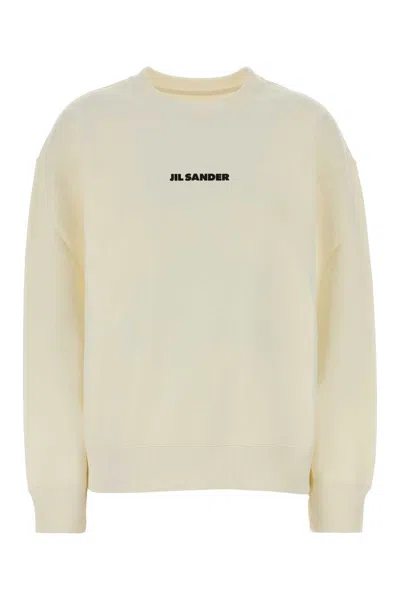Jil Sander Ivory Cotton Sweatshirt For Women In White