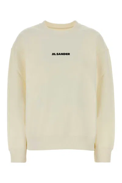 Jil Sander Ivory Cotton Sweatshirt In Neutral