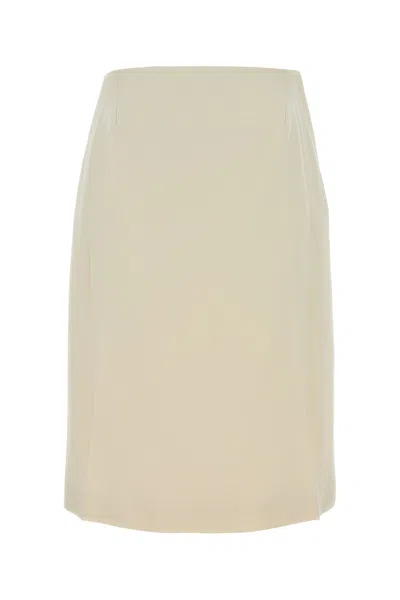Jil Sander Ivory Crepe Skirt In White