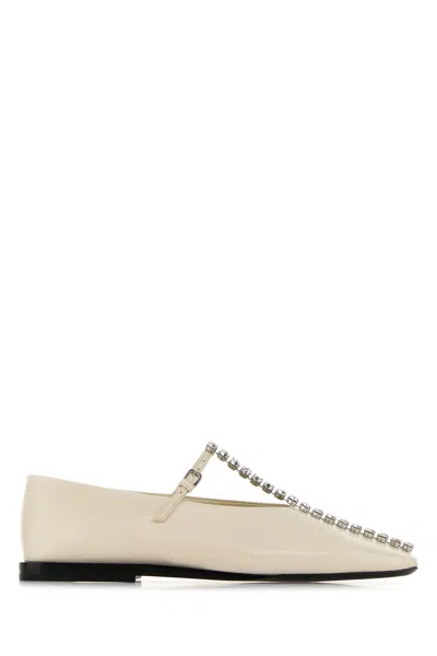 Jil Sander Ivory Leather Ballerinas In White