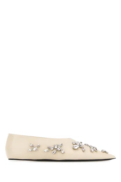 Jil Sander Women Ivory Leather Ballerinas In Multi