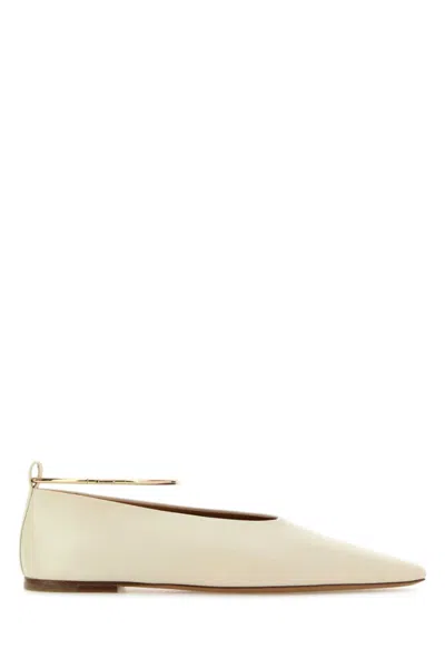 Jil Sander Ivory Leather Ballet Flats In Multi