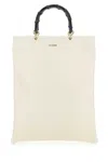 Jil Sander Ivory Leather Medium Shopping Bag In 105