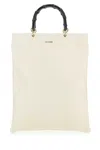 Jil Sander Ivory Leather Medium Shopping Bag In White