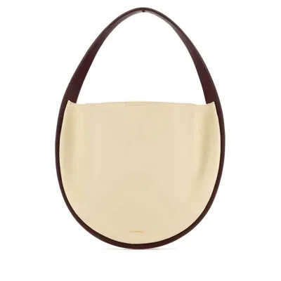 Jil Sander Ivory Leather Pivot Shoulder Bag Eggshell Borse A Mano In Brown