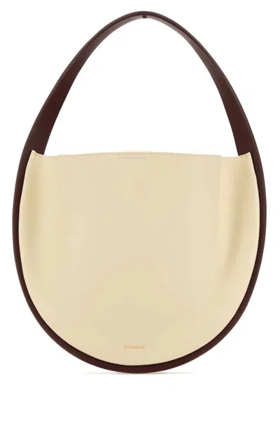 Jil Sander Ivory Leather Pivot Shoulder Bag In Neutral