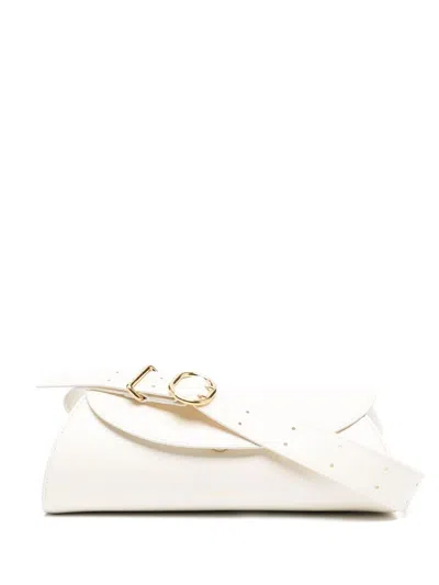 Jil Sander Ivory Leather Small Cannolo Shoulder Bag In Pattern