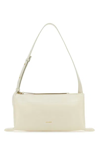 Jil Sander Ivory Leather Small Empire Shoulder Bag