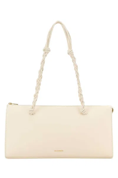 Jil Sander Ivory Leather Tangle Tent Shoulder Bag In White