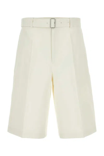 Jil Sander Ivory Linen Bermuda Shorts In Neutral