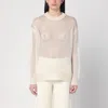 Jil Sander Ivory Perforated Sweater In Silk