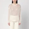 Jil Sander Ivory Perforated Sweater In Silk In White