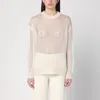 Jil Sander Ivory Perforated Sweater In Silk In White