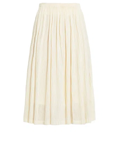 Jil Sander Pleated Midi Skirt In Avorio