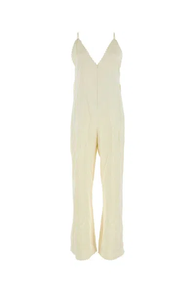 JIL SANDER IVORY SCALLOP-EDGE WIDE-LEG JUMPSUIT
