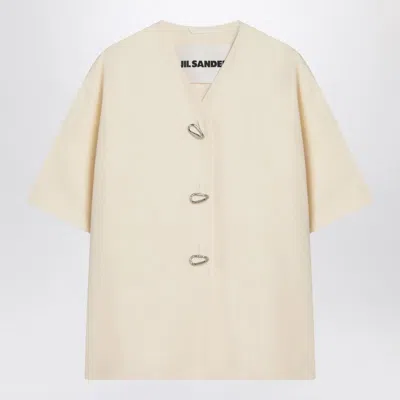 Jil Sander Ivory Silk Blend Shirt Jacket Women In White