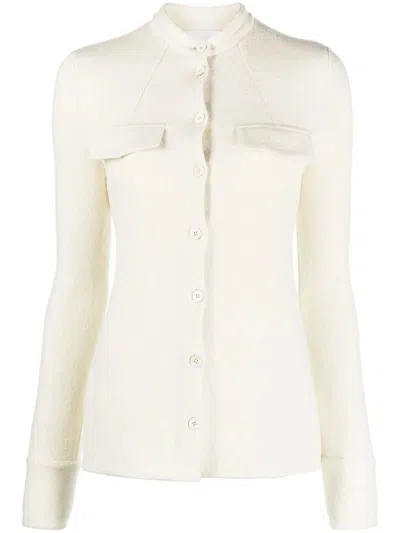 Jil Sander Ivory Stretch Wool Blend Shirt In Nude