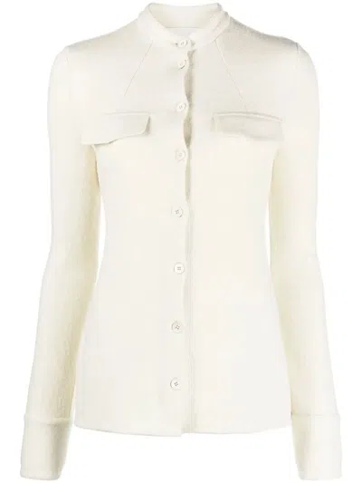 Jil Sander Ivory Stretch Wool Blend Shirt In White