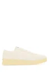 Jil Sander Man Sneakers Cream Size 12 Soft Leather In Bianco