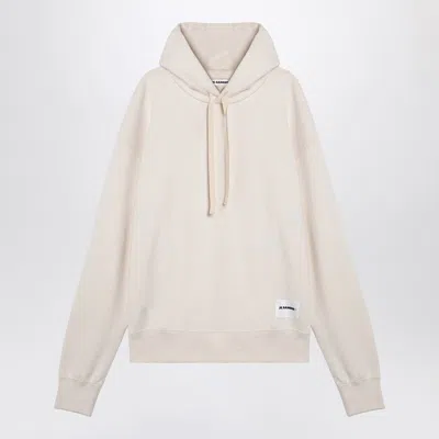 JIL SANDER IVORY SWEATER WITH LOGO PATCH