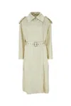 Jil Sander Viscose Blend Coat With Belted Waist In Natural