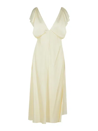 JIL SANDER VESTIDO MIDI - BLANCO