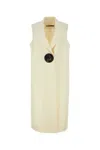 Jil Sander Back Slit Viscose Blend Vest In Off White