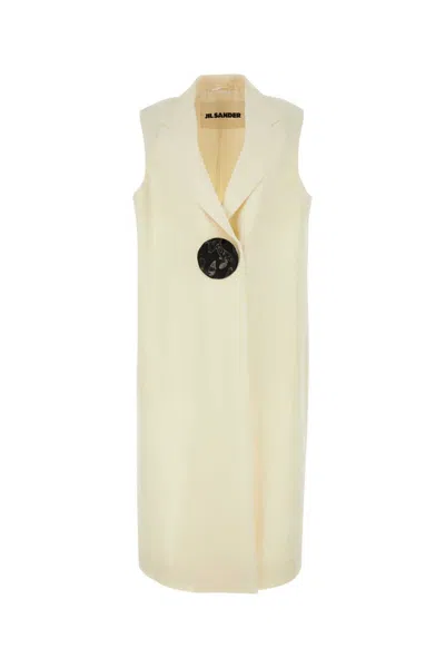 Jil Sander Ivory Viscose Blend Vest In White