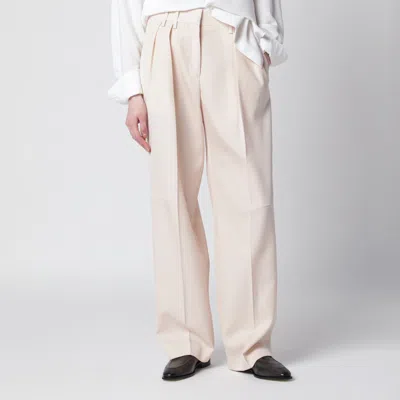Jil Sander Ivory Wool Gabardine Trousers In Neutral